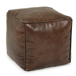 POUF IN PELLE MARRONE - MENDEZ