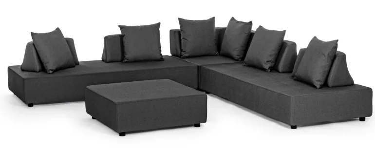 SALOTTO ANGOLARE IN TESSUTO PER ESTERNO ANTRACITE - PIPER