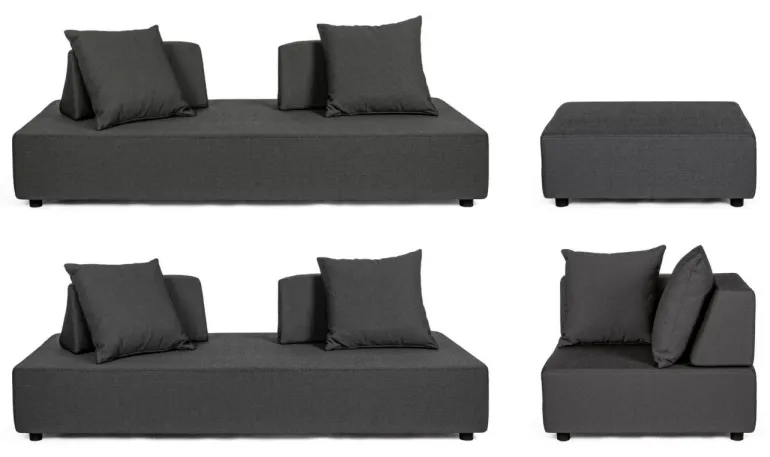 SALOTTO ANGOLARE IN TESSUTO PER ESTERNO ANTRACITE - PIPER