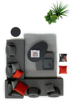 SALOTTO ANGOLARE IN TESSUTO PER ESTERNO ANTRACITE - PIPER