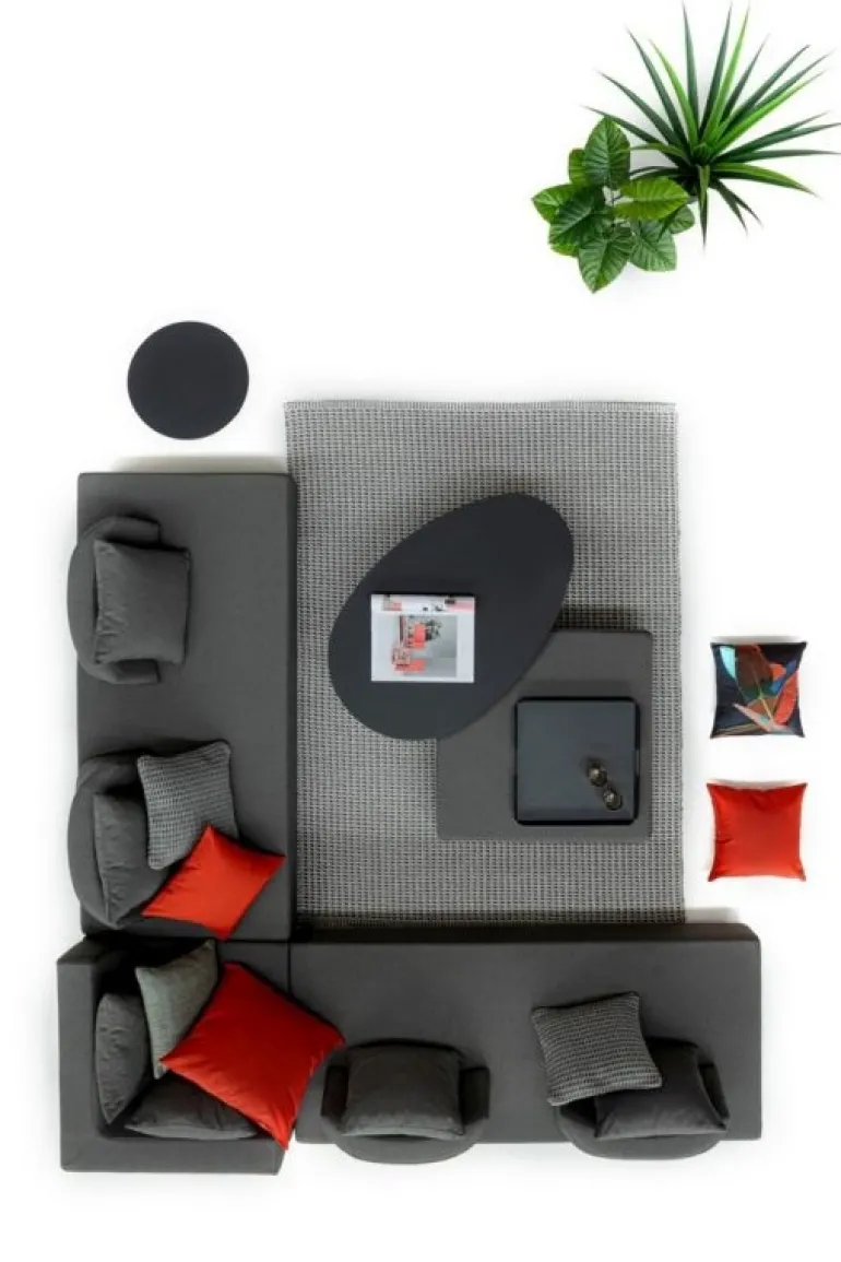 SALOTTO ANGOLARE IN TESSUTO PER ESTERNO ANTRACITE - PIPER