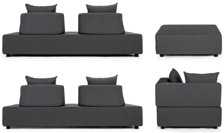 SALOTTO ANGOLARE IN TESSUTO PER ESTERNO ANTRACITE - PIPER