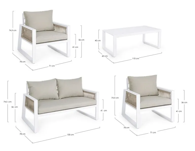 SALOTTO IN ALLUMINIO BIANCO LH30 - CAPTIVA