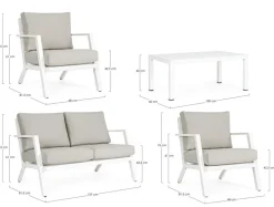 SALOTTO IN ALLUMINIO CON CUSCINI BIANCO YK11 - HARLEY