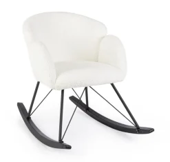 SEDIA A DONDOLO EFFETTO BOUCLE' BIANCA - SIBILLA