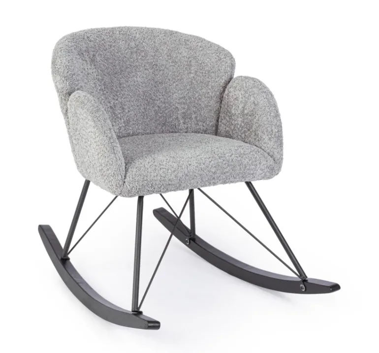 SEDIA A DONDOLO EFFETTO BOUCLE' GRIGIO CHIARO - SIBILLA