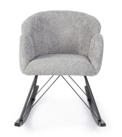 SEDIA A DONDOLO EFFETTO BOUCLE' GRIGIO CHIARO - SIBILLA