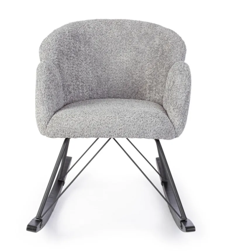 SEDIA A DONDOLO EFFETTO BOUCLE' GRIGIO CHIARO - SIBILLA