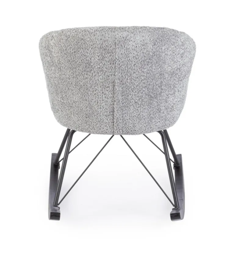 SEDIA A DONDOLO EFFETTO BOUCLE' GRIGIO CHIARO - SIBILLA