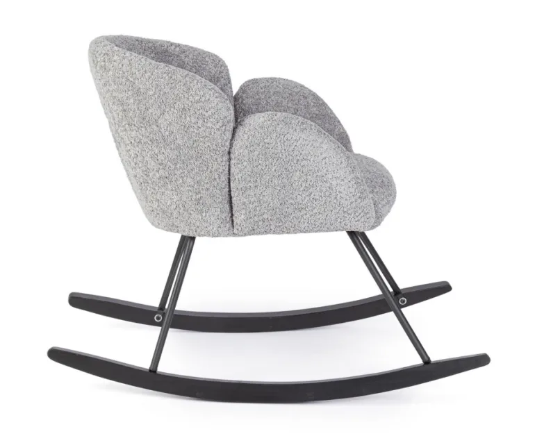 SEDIA A DONDOLO EFFETTO BOUCLE' GRIGIO CHIARO - SIBILLA