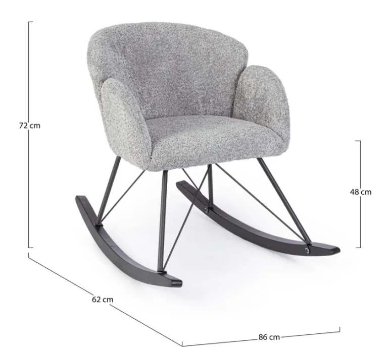 SEDIA A DONDOLO EFFETTO BOUCLE' GRIGIO CHIARO - SIBILLA