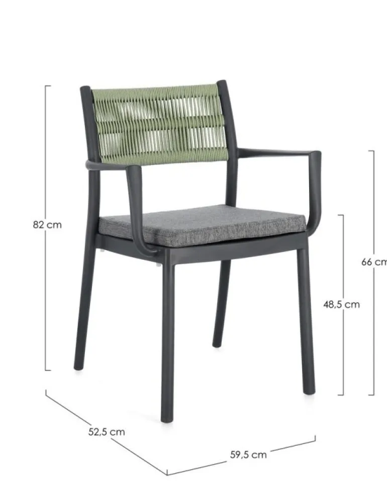 SEDIA C-BR C-C ALVIN ANTRACITE/VERDE