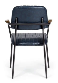 SEDIA CON BRACCIOLI IN ECOPELLE BLU - NELLY