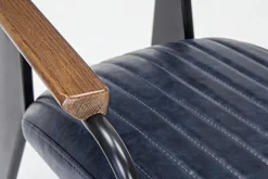 SEDIA CON BRACCIOLI IN ECOPELLE BLU - NELLY