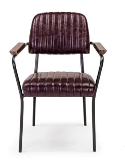 SEDIA CON BRACCIOLI IN ECOPELLE BORDEAUX - NELLY