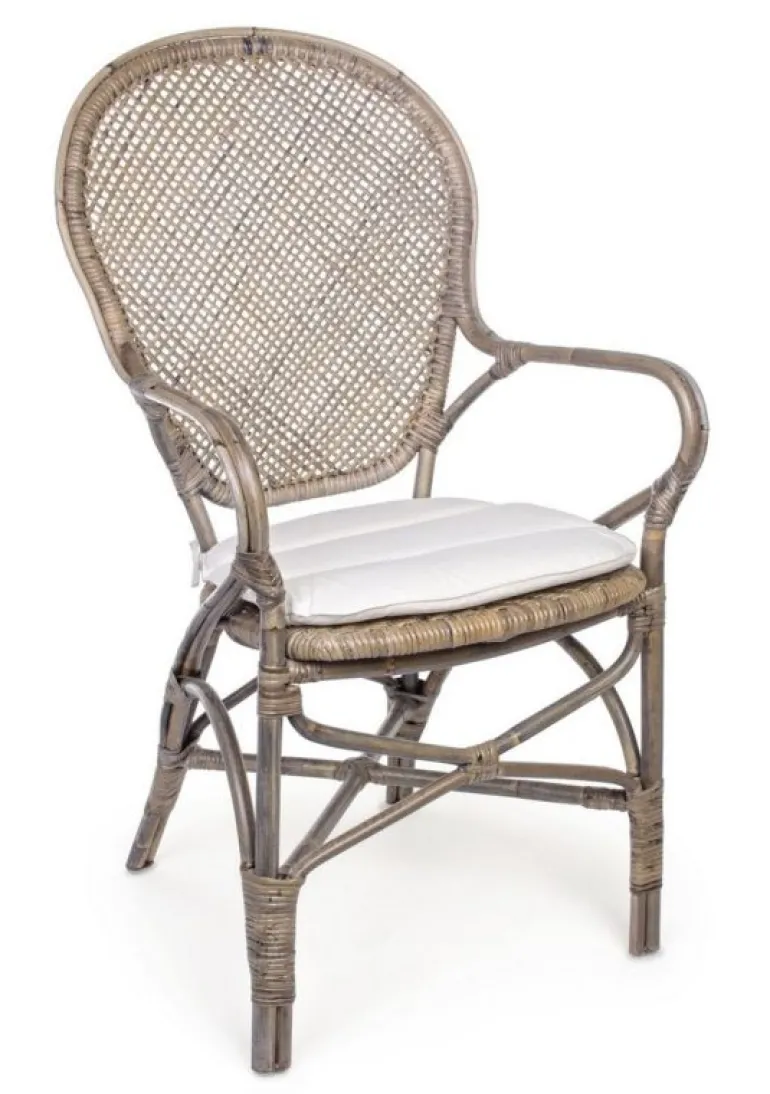 SEDIA CON BRACCIOLI IN FIBRE NATURALI - EDELINA