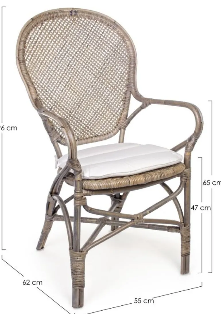 SEDIA CON BRACCIOLI IN FIBRE NATURALI - EDELINA