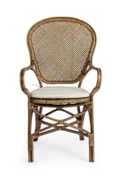 SEDIA CON BRACCIOLI IN FIBRE NATURALI MIELE - EDELINA