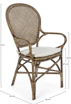 SEDIA CON BRACCIOLI IN FIBRE NATURALI MIELE - EDELINA