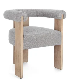 SEDIA EFFETTO BOUCLE' NATURALE GRIGIO - AGAPE