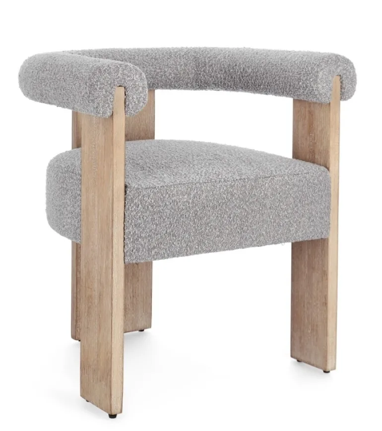 SEDIA EFFETTO BOUCLE' NATURALE GRIGIO - AGAPE