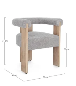 SEDIA EFFETTO BOUCLE' NATURALE GRIGIO - AGAPE