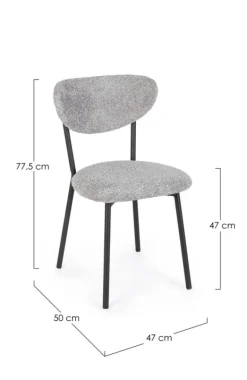 SEDIA EFFETTO BOUCLE' GRIGIO CHIARO - LUDMILLA