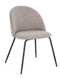 SEDIA EFFETTO BOUCLE' NERO/VISONE - TANYA