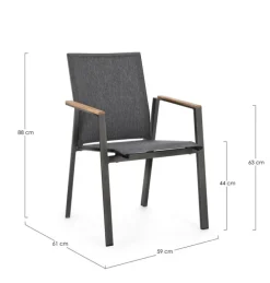 SEDIA IN ALLUMINIO ANTRACITE GK52 - CAMERON