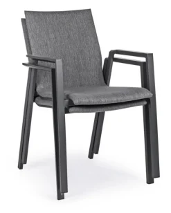SEDIA IN ALLUMINIO IMPILABILE ANTRACITE JX55 - ODEON
