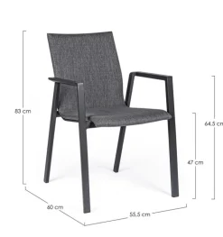 SEDIA IN ALLUMINIO IMPILABILE ANTRACITE JX55 - ODEON
