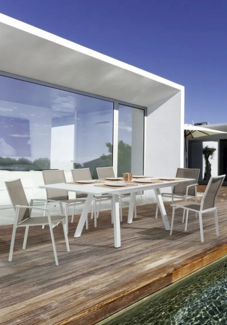 SEDIA IN ALLUMINIO IMPILABILE BIANCO/TORTORA GK50 - CRUISE