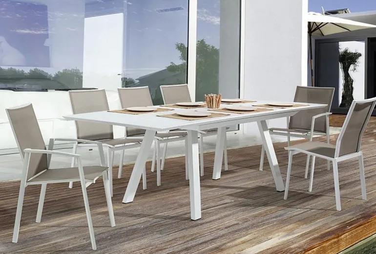 SEDIA IN ALLUMINIO IMPILABILE BIANCO/TORTORA GK50 - CRUISE