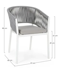 SEDIA IN CORDA PER ESTERNO IMPILABILE BIANCO WG20 -FLORENCIA