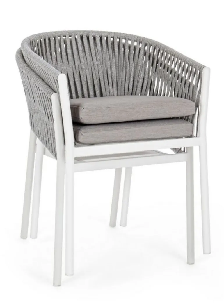 SEDIA IN CORDA PER ESTERNO IMPILABILE BIANCO WG20 -FLORENCIA