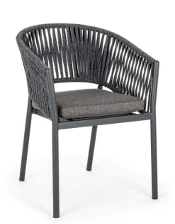 SEDIA IN CORDA PER ESTERNO IMPILABILE ANTRACITE - FLORENCIA