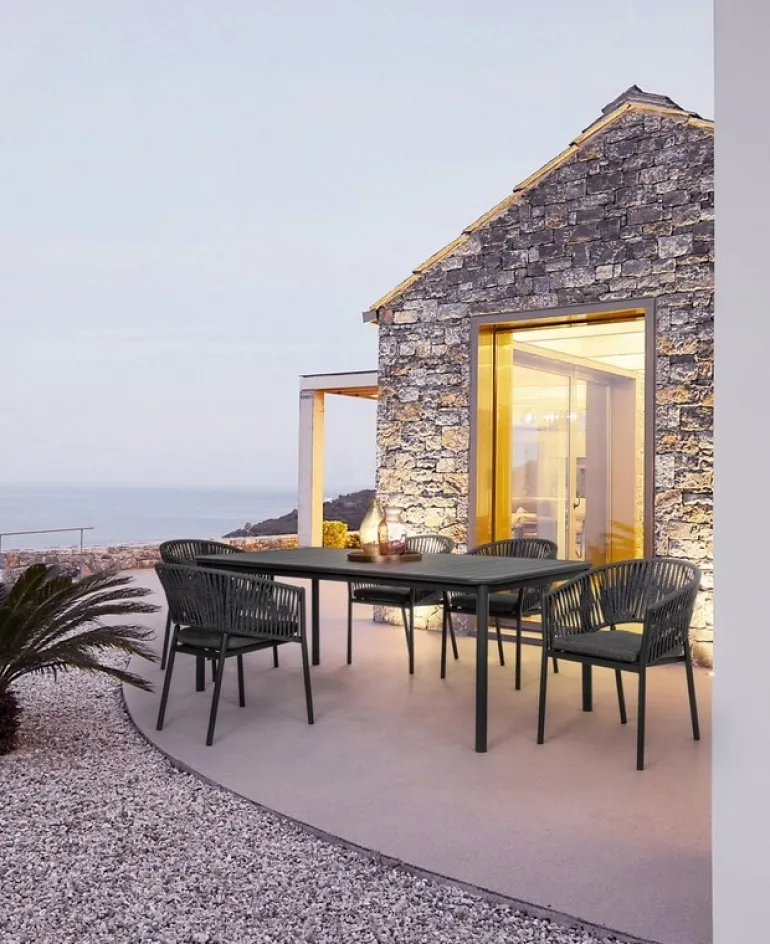 SEDIA IN CORDA PER ESTERNO IMPILABILE ANTRACITE - FLORENCIA