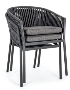 SEDIA IN CORDA PER ESTERNO IMPILABILE ANTRACITE - FLORENCIA