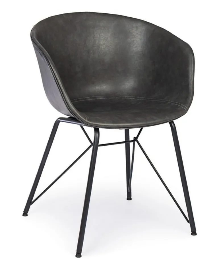 SEDIA IN ECOPELLE ANTRACITE - WARHOL