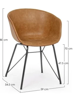 SEDIA IN ECOPELLE COLOR CUOIO - WARHOL