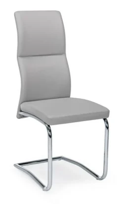 SEDIA IN ECOPELLE GRIGIO CHIARO - THELMA