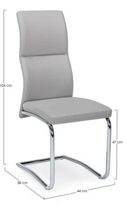 SEDIA IN ECOPELLE GRIGIO CHIARO - THELMA