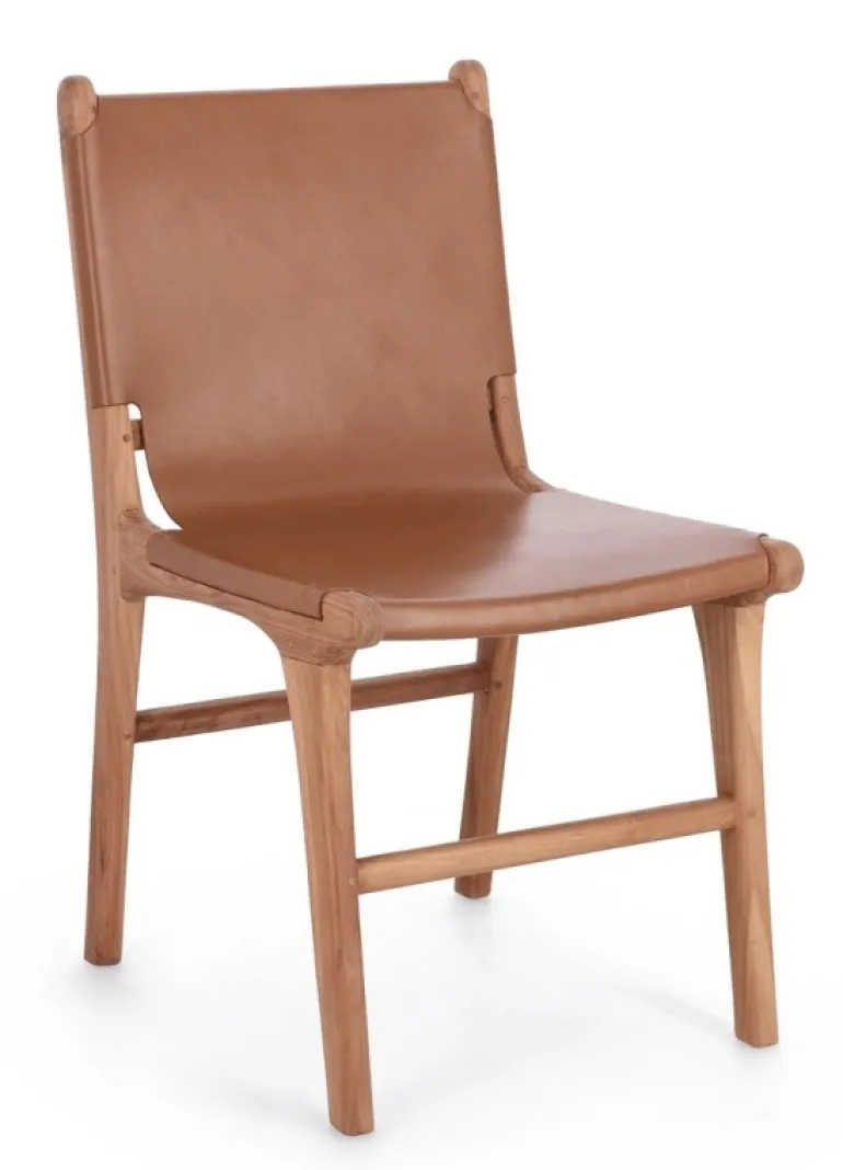 SEDIA IN PELLE COGNAC - EUGENIE