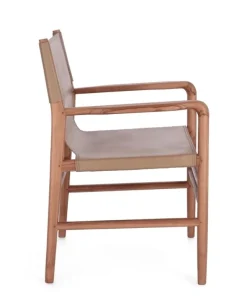 SEDIA IN PELLE CON BRACCIOLI TORTORA - CAROLINE