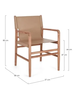 SEDIA IN PELLE CON BRACCIOLI TORTORA - CAROLINE