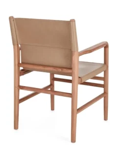 SEDIA IN PELLE CON BRACCIOLI TORTORA - CAROLINE