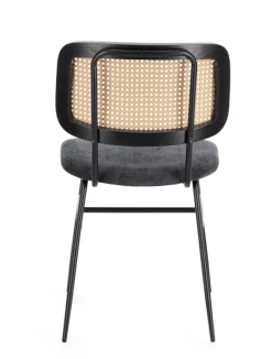 SEDIA IN TESSUTO GRIGIO SCURO - GLENNA