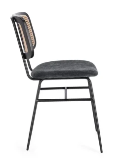 SEDIA IN TESSUTO GRIGIO SCURO - GLENNA