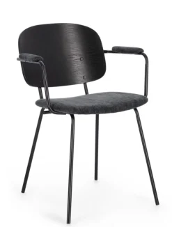 SEDIA IN TESSUTO GRIGIO SCURO - SIENNA