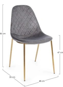 SEDIA IN VELLUTO GRIGIO SCURO - TERRY